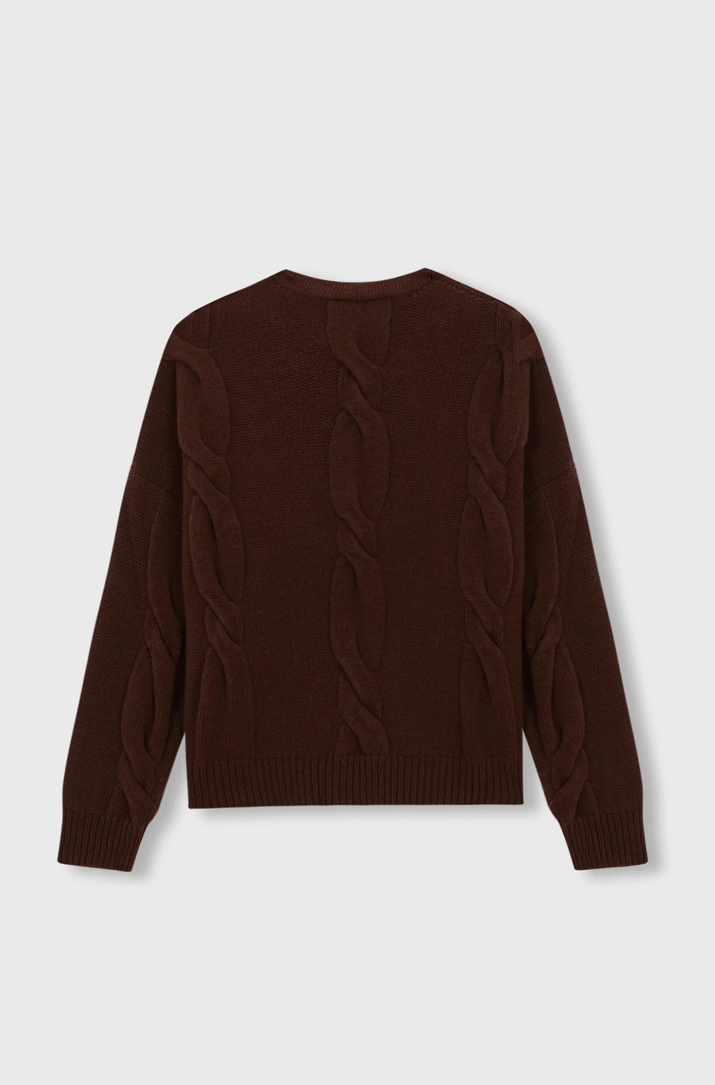 Wool & Cashmere Braided Sweater, Brown