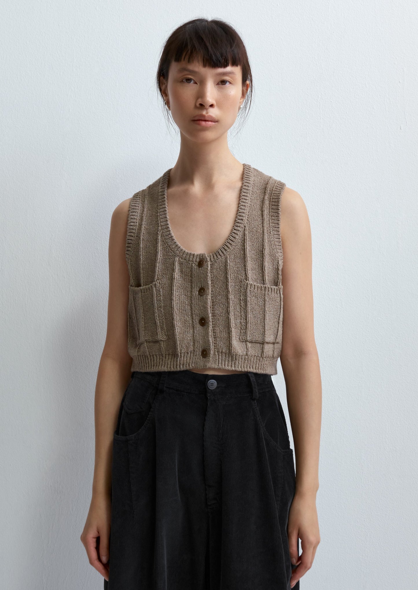 Heather Cotton Waistcoat, Taupe