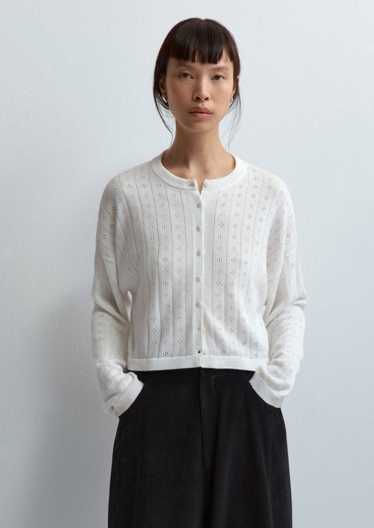 Knitted Perle Cardigan, White