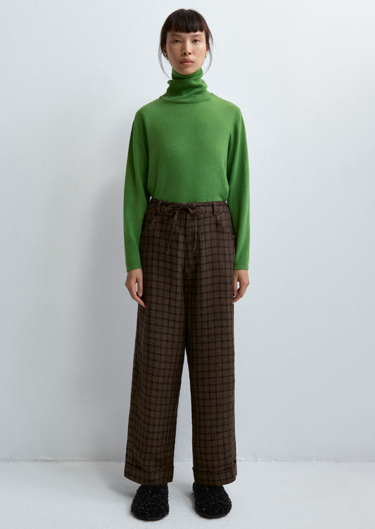 Linen Relaxed Checkered Pants