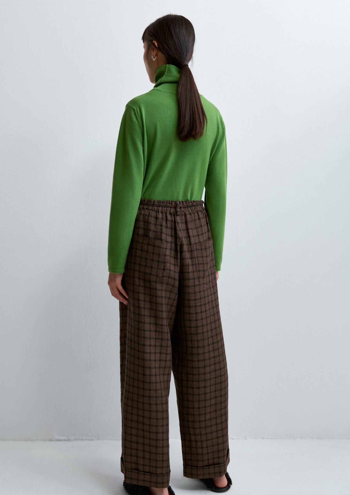 Linen Relaxed Checkered Pants