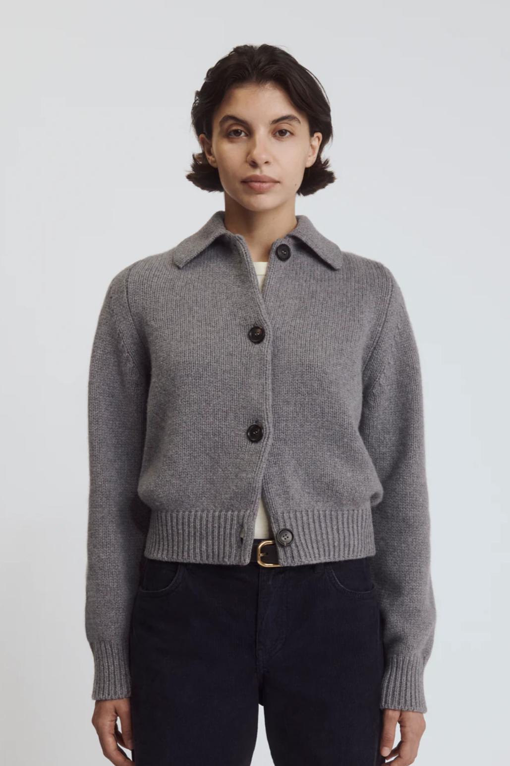 Wool/Cashmere Collared Jacket, Grey