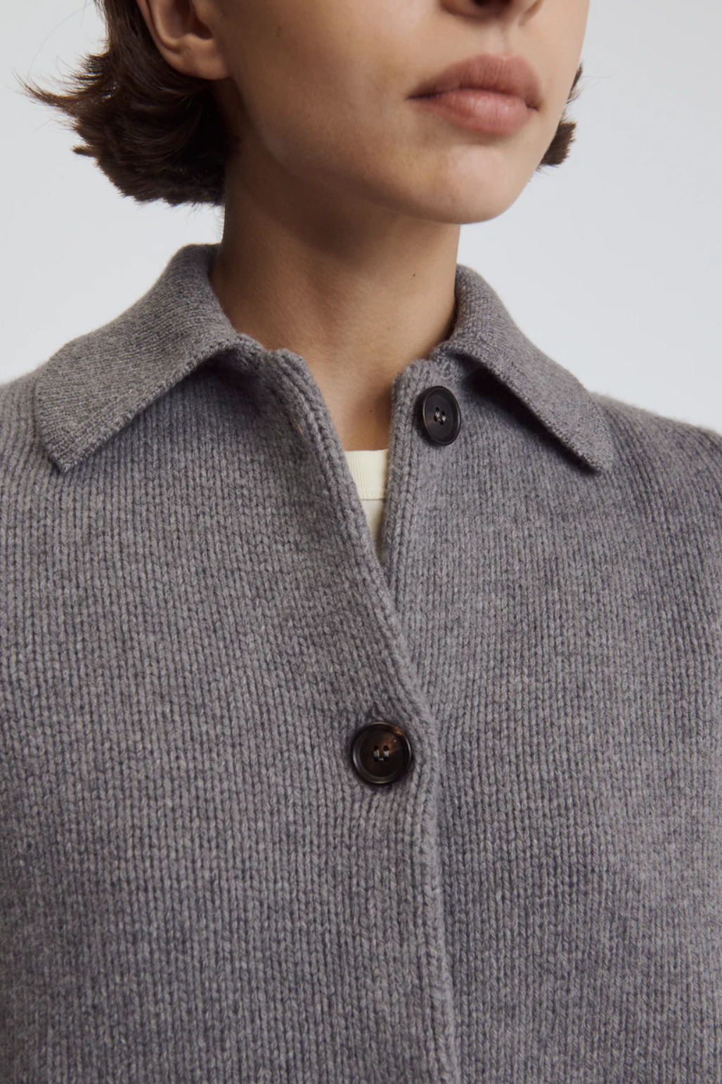 Wool/Cashmere Collared Jacket, Grey