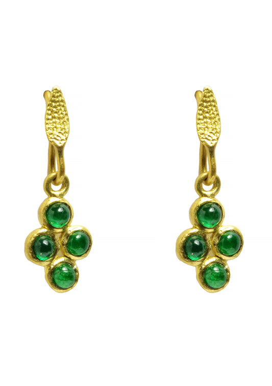 Clover Emerald Cabochon Earrings