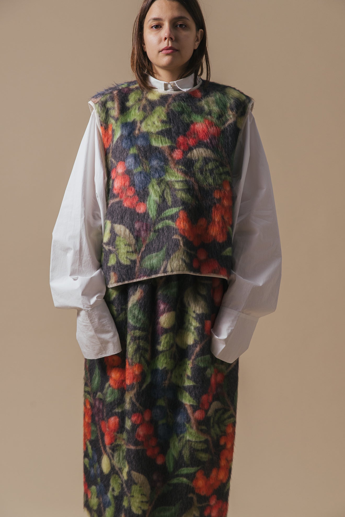 Floral Strik Vest, Black