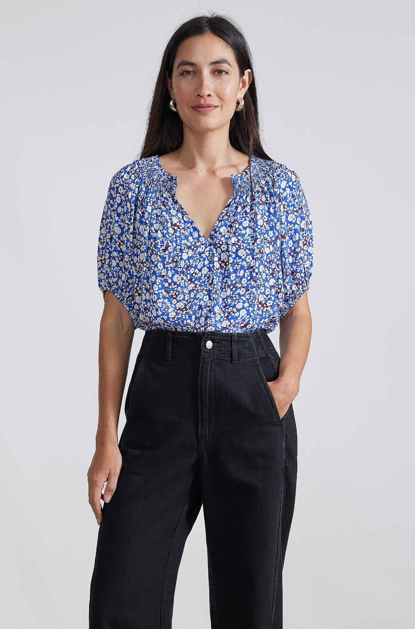 Esparta Short Sleeve Shirt, Piet Floral Blue