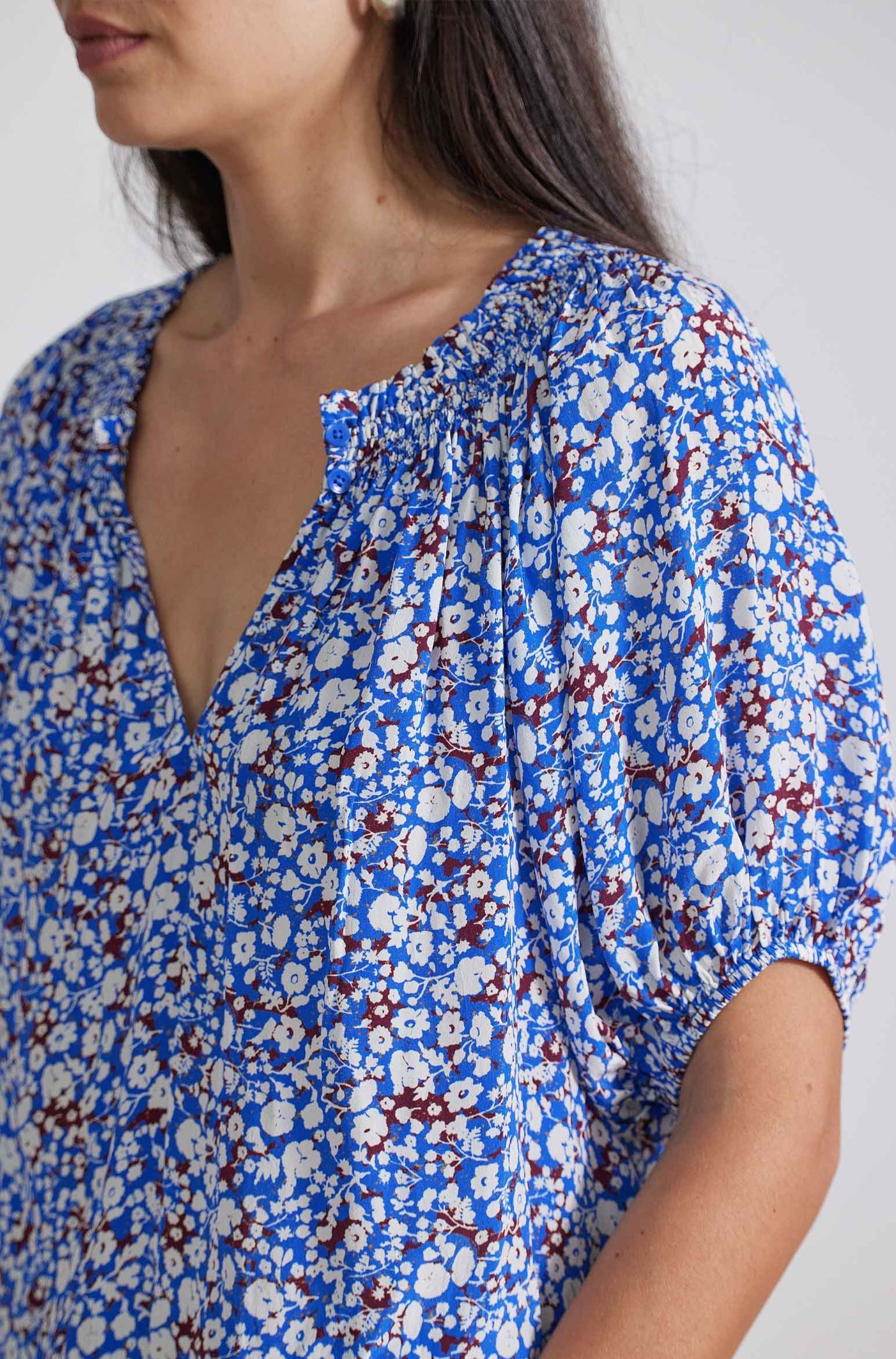 Esparta Short Sleeve Shirt, Piet Floral Blue