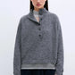 Baby Alpaca Polo Sweater, Grey