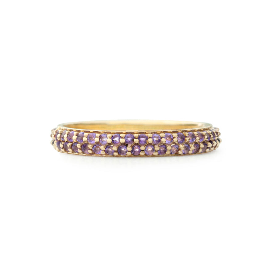 18K Gold Band w/Half Eternity Amethyst