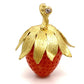 Coral Strawberry & 18K Gold Pendant