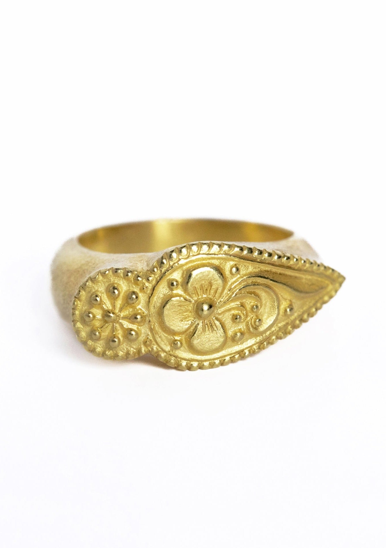 18K Gold Embossed Ring - 2