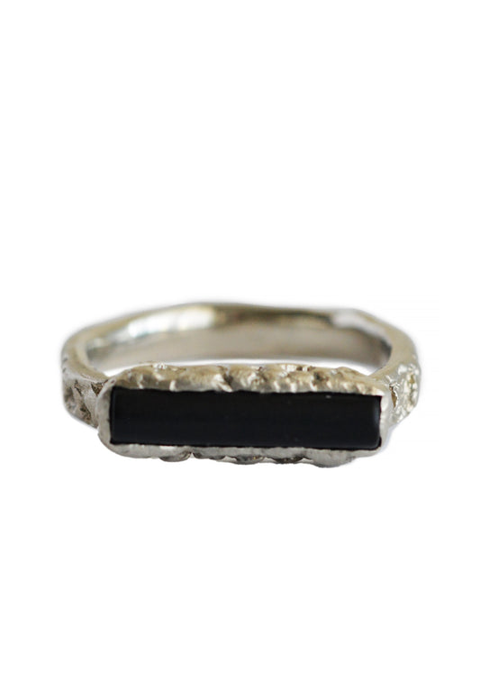 Black Onyx Sicilian Ring in 14K White Gold