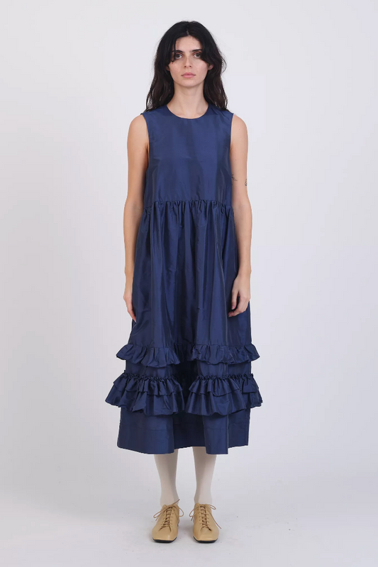 silk navy ruffle wedding