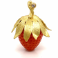 Coral Strawberry & 18K Gold Pendant