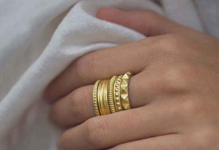 18K Gold Embossed Ring - 2