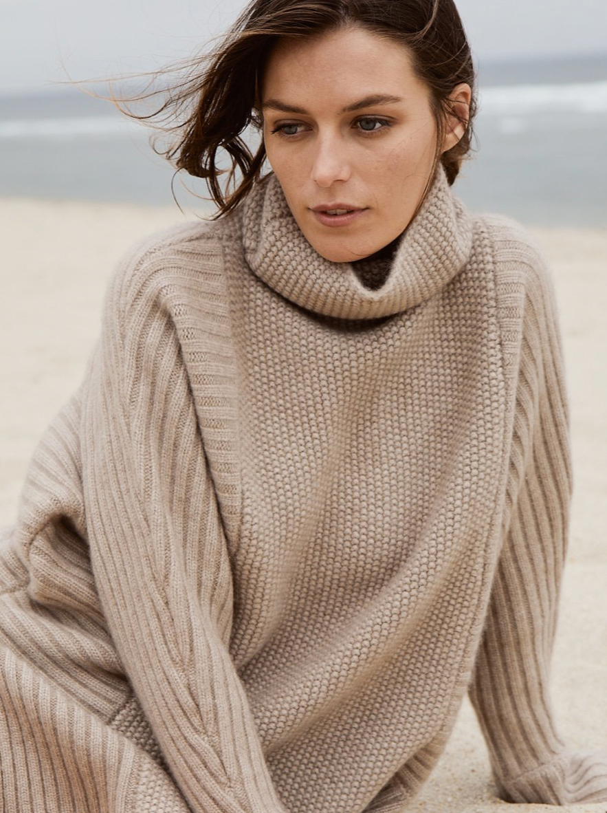 Fine-knit Cashmere Sweater - Taupe - Ladies
