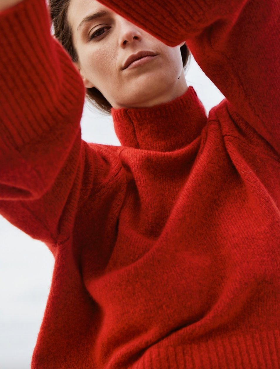 Josie Funnel Turtleneck, Red