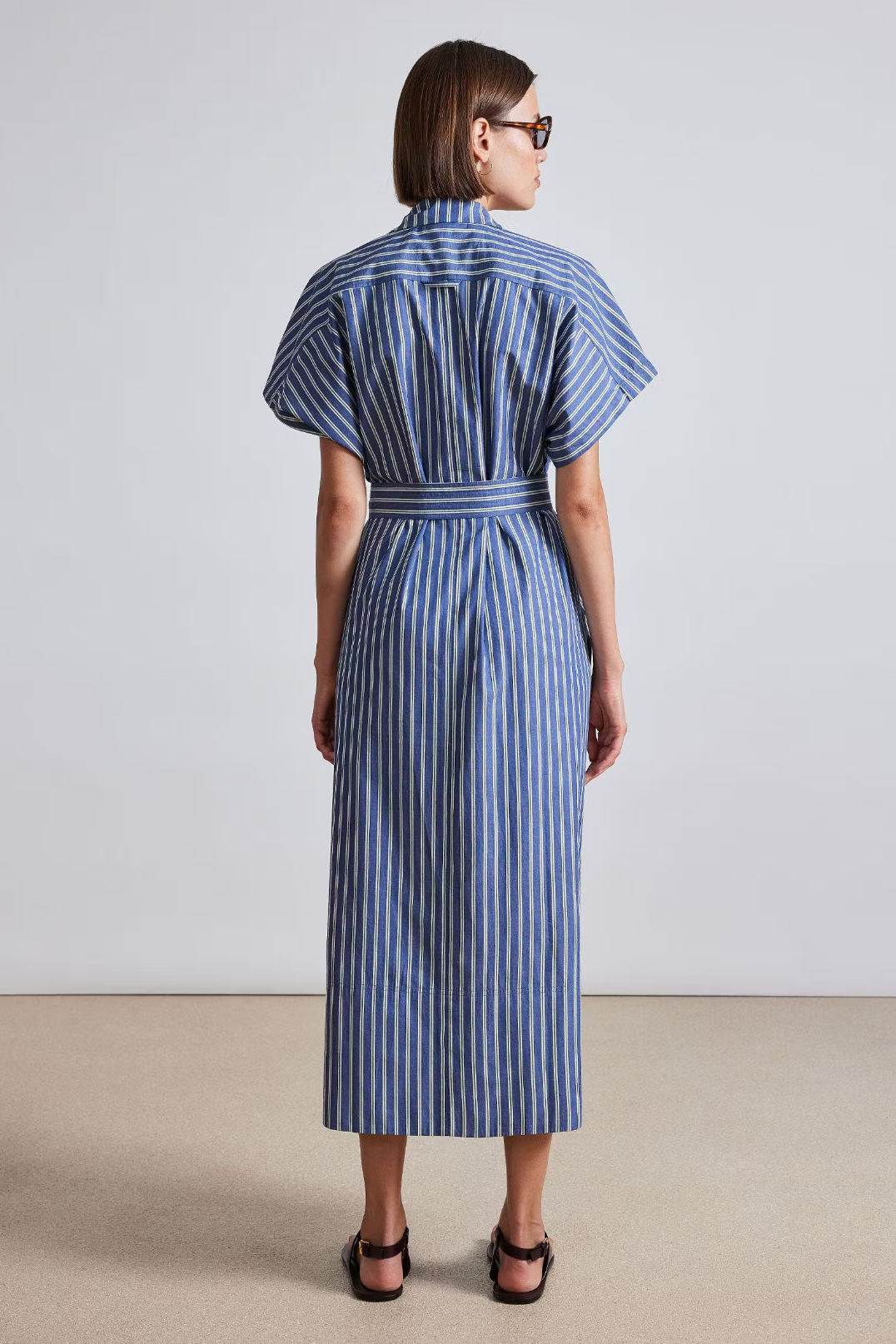 Vincenza Wrap Maxi Dress, Indigo Stripe