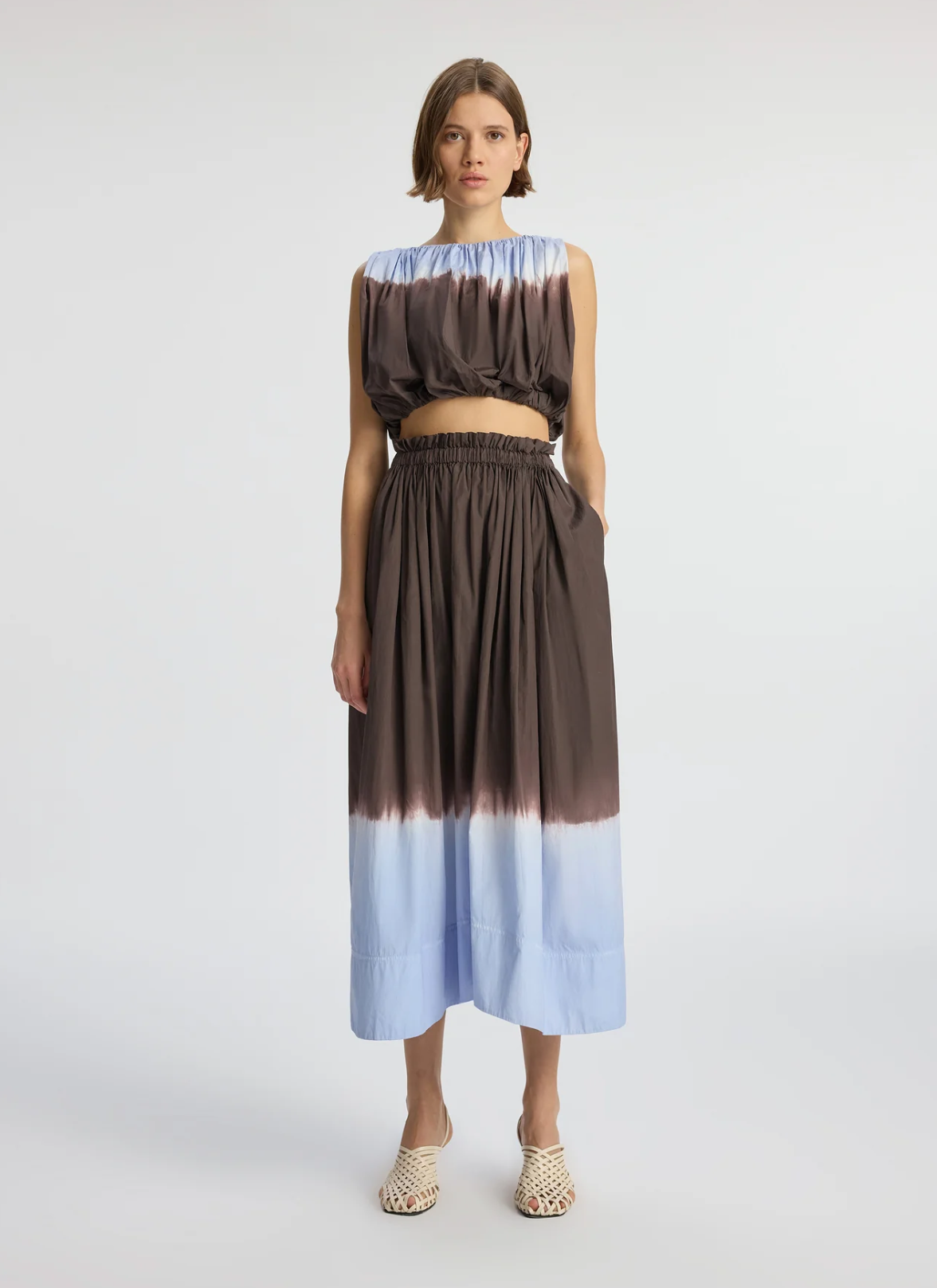 Gina Skirt, Sky Blue/Fudge