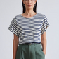 Luju Crop Tee, Navy & Cream Stripe