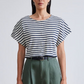 Luju Crop Tee, Navy & Cream Stripe