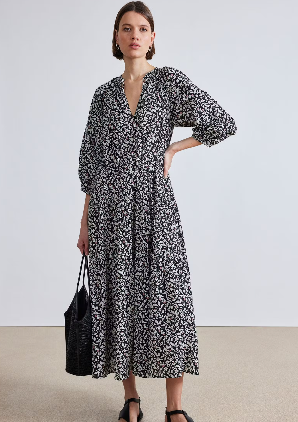 Luminile Tier Maxi Dress, Tiny Flower Stamp