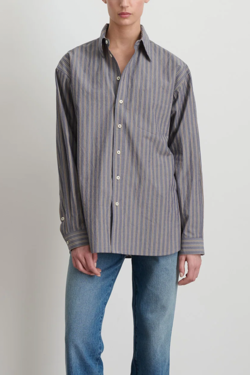 Nolan Shirt, Grey Blue Stripe