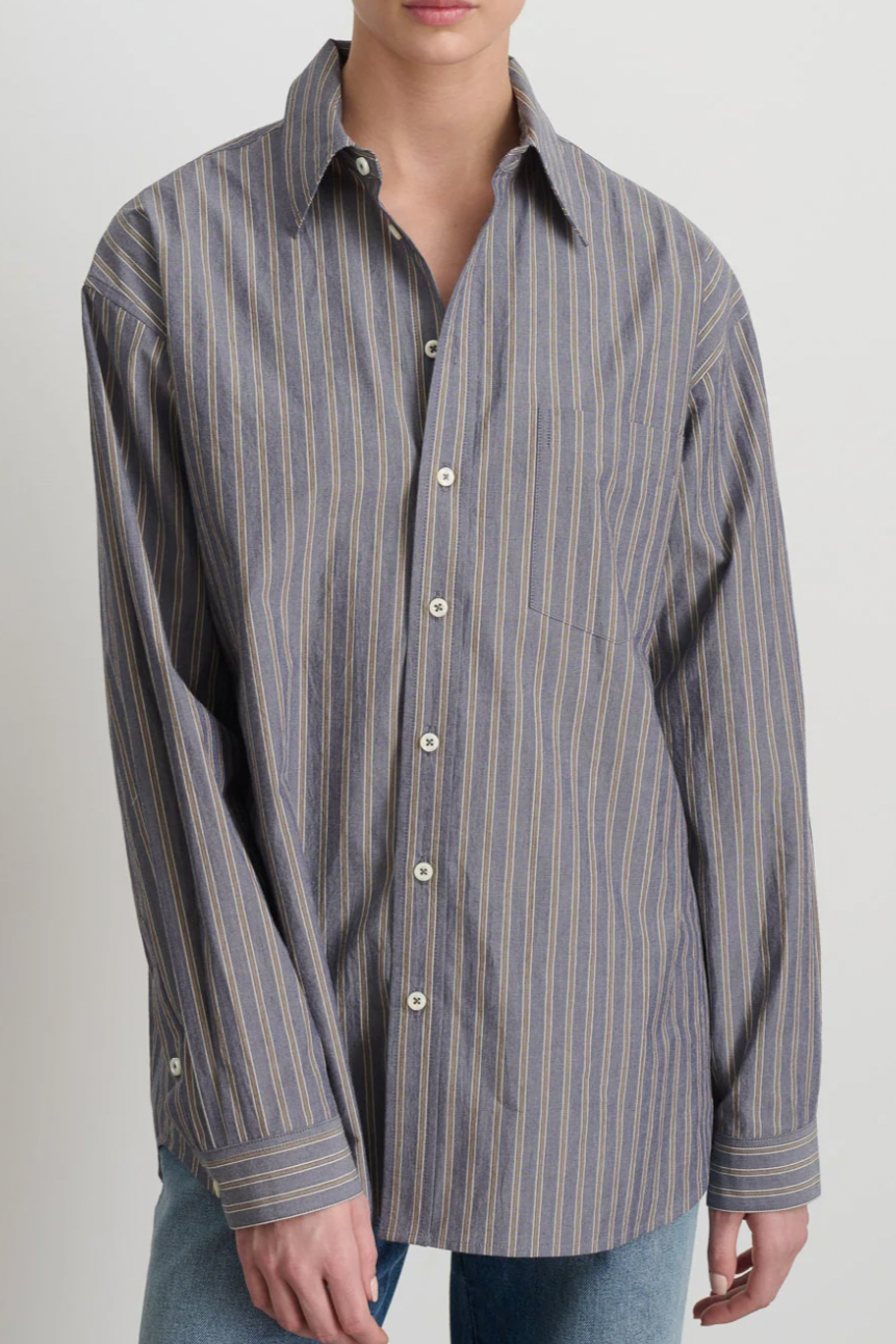 Nolan Shirt, Grey Blue Stripe