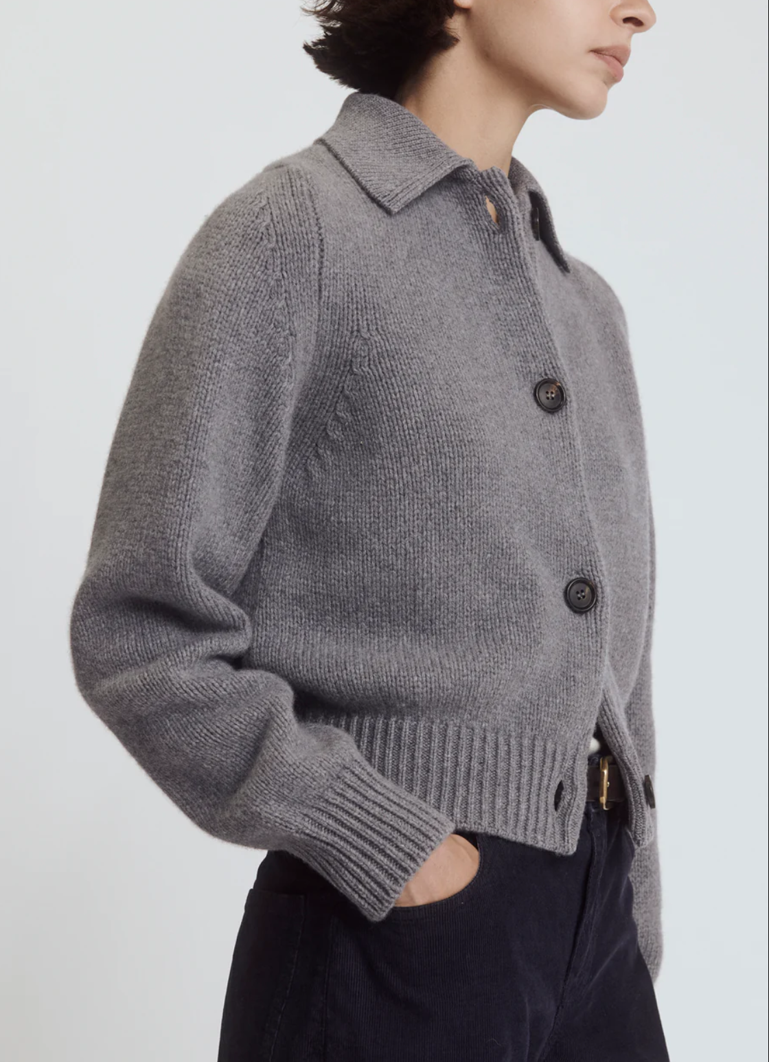 Wool/Cashmere Collared Jacket, Grey