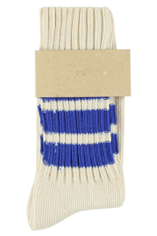 Unisex Tube Socks, Ecru & Bright Blue