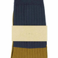 Women's Block Socks, Navy/Cumin