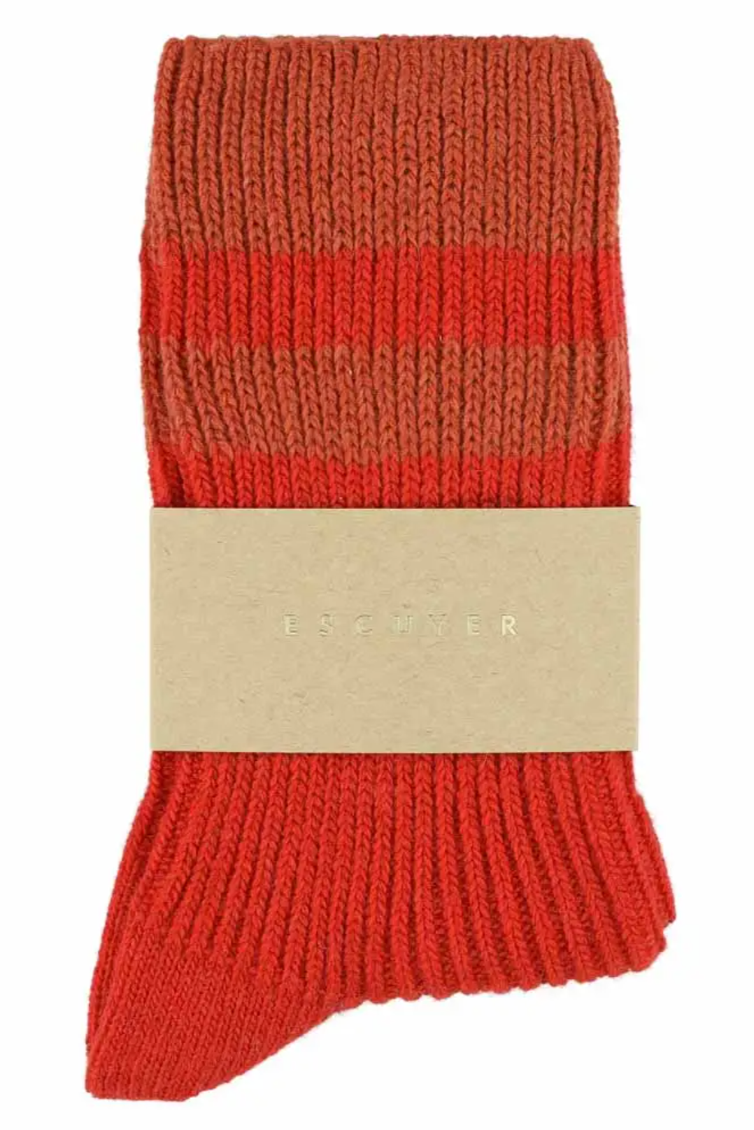 Women's Cashmere Striped Socks, Strong Orange/Orange