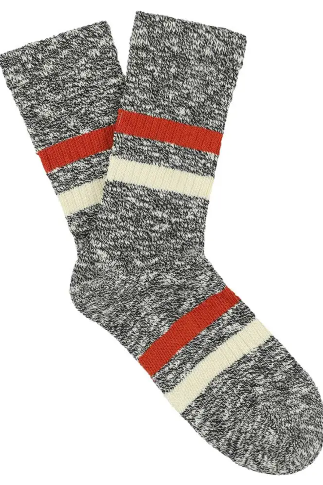 Women's Melange Stripe Socks, Black/Rust/Ecru