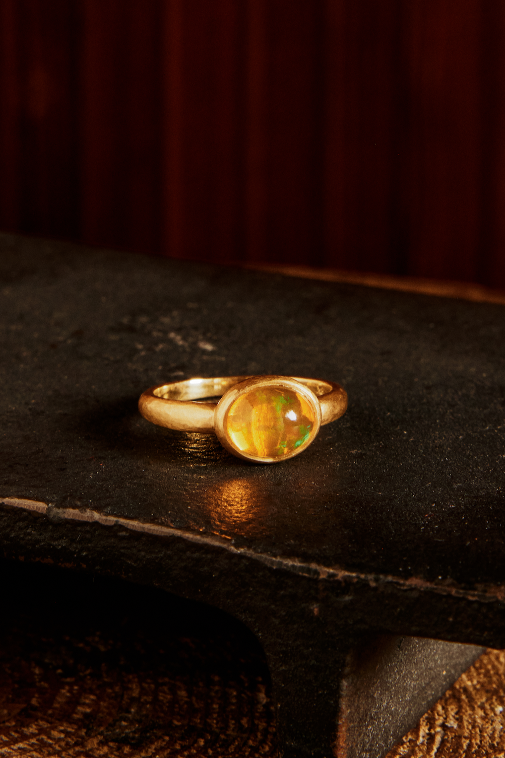 The Feu Ring (18K Gold 1.63cts Mexican Fire Opal Ring)