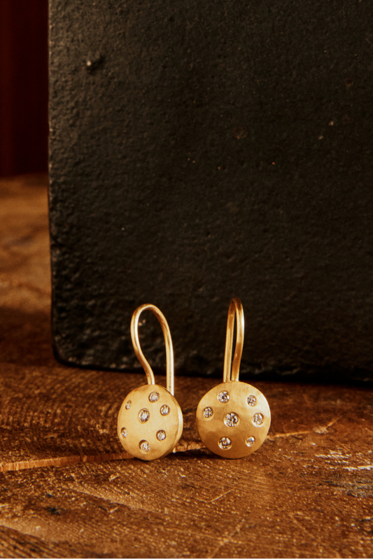 Dew Drop Earrings, 18K Gold