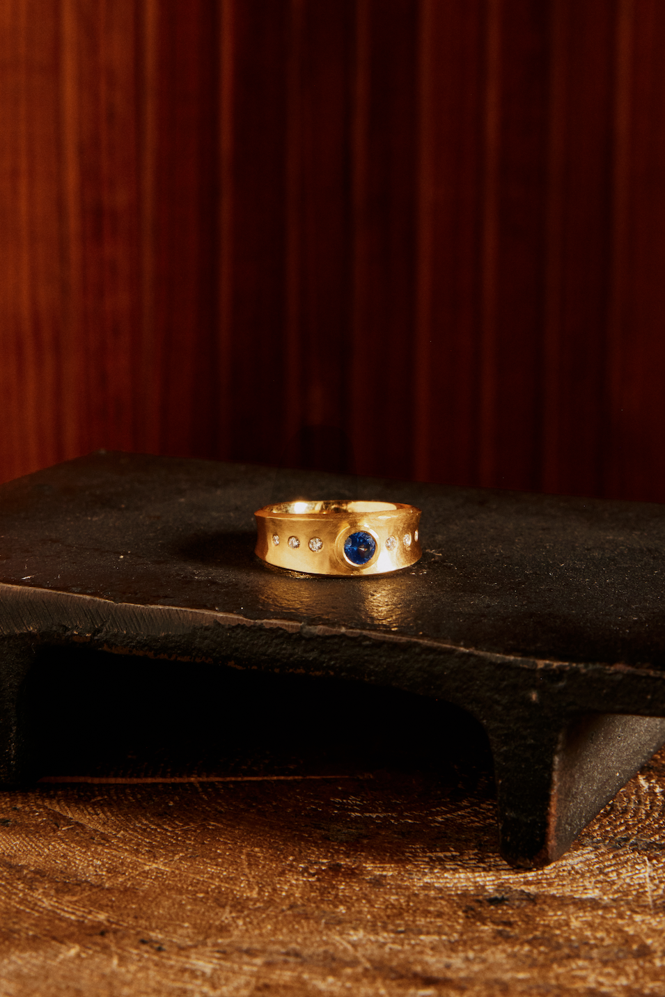 18K Gold Ceylon Sapphire, Diamond Ring