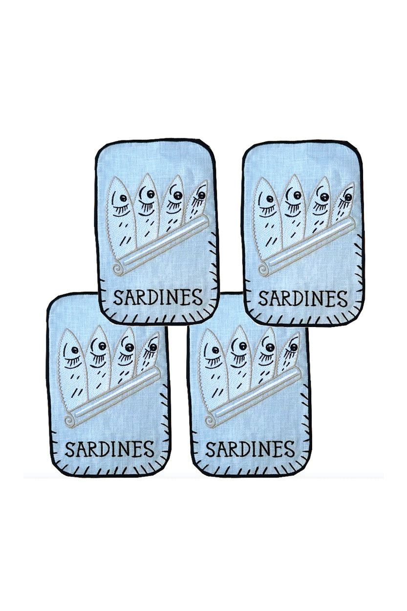 Sardine Cocktail Napkins, Set of 4