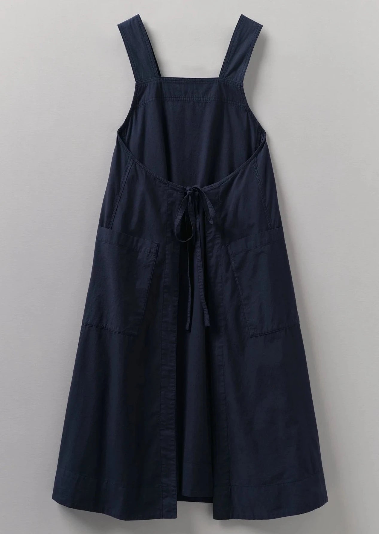 Cotton Linen Poplin Apron Dress, Liquorice