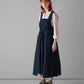 Cotton Linen Poplin Apron Dress, Liquorice