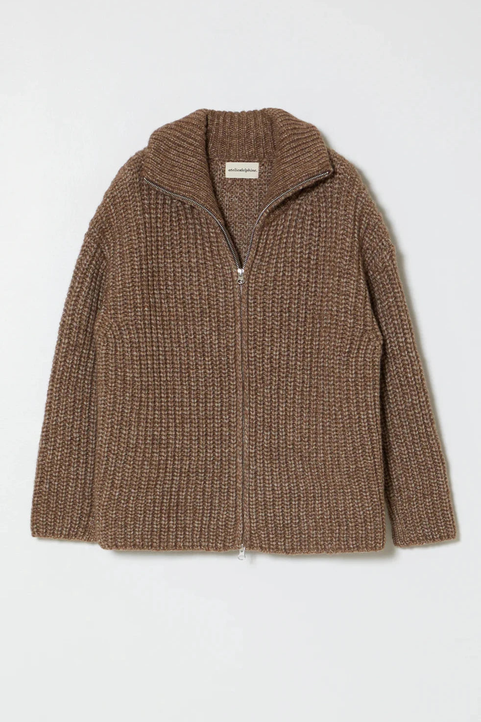 Alpaca Rib Cardigan, Brown