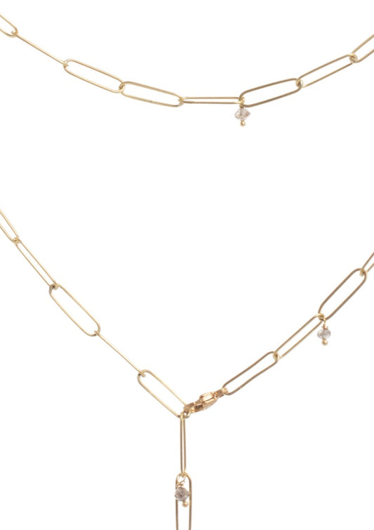 Gold Popsicle Chain with Diamonds 18"