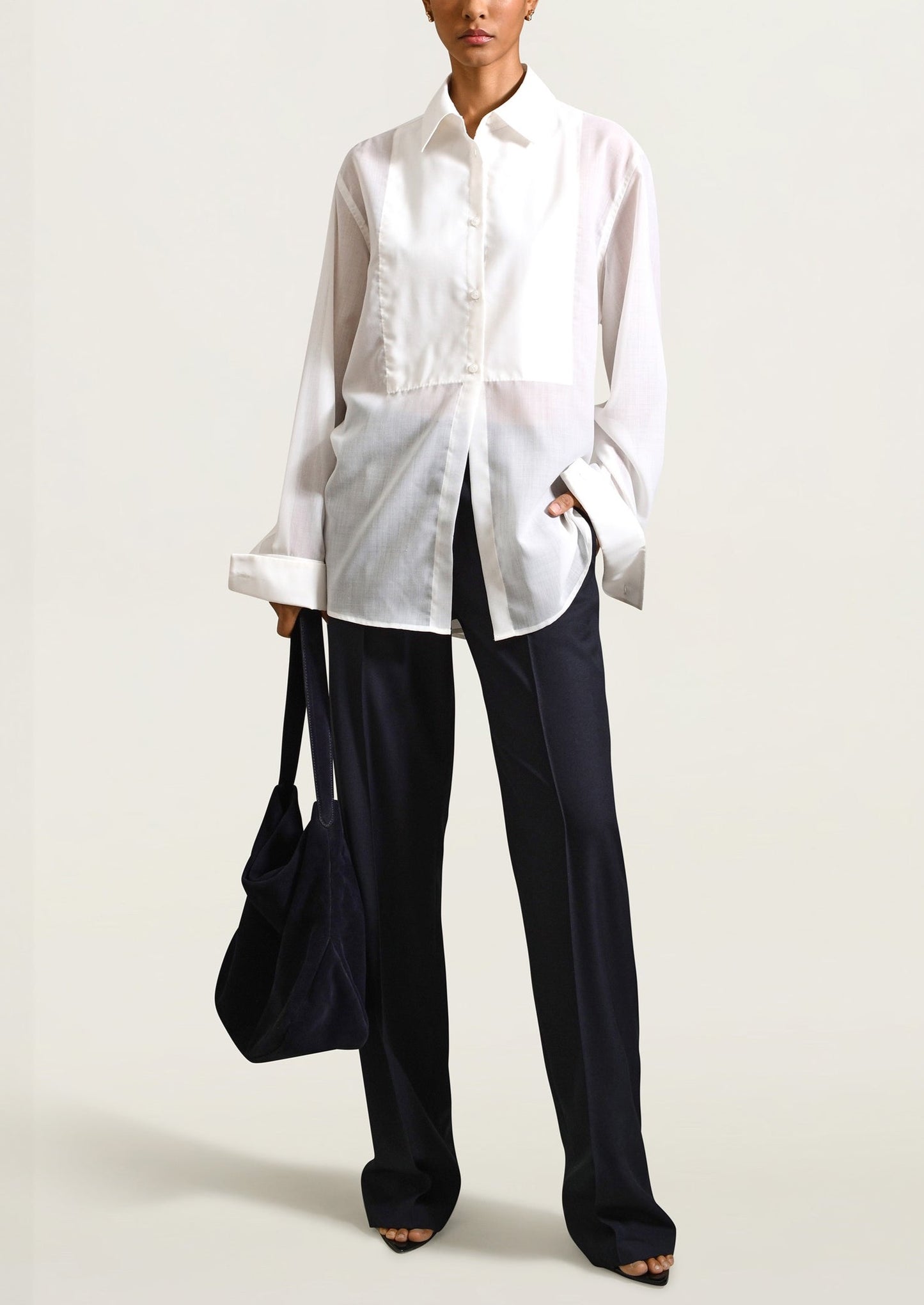 Chloe Bib Button Down, White