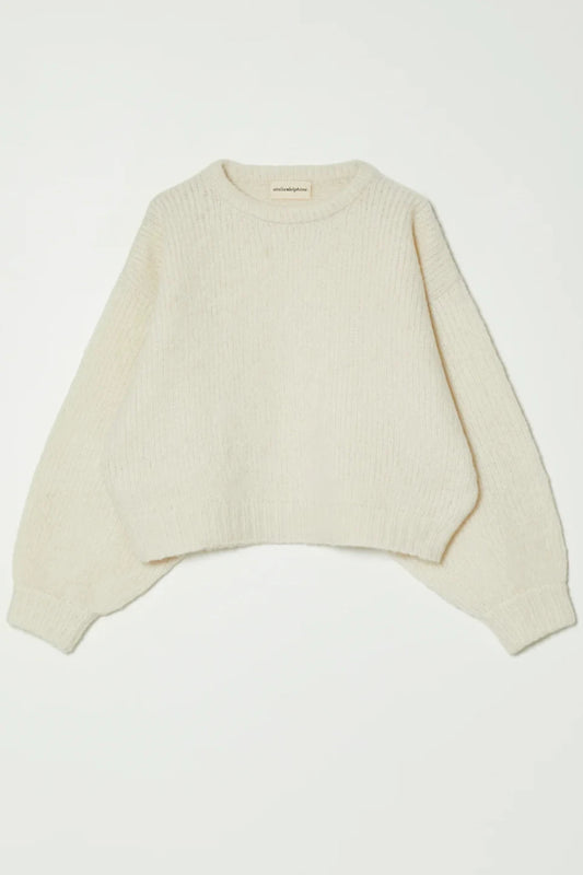 Balloon Sleeve Sweater, Cream