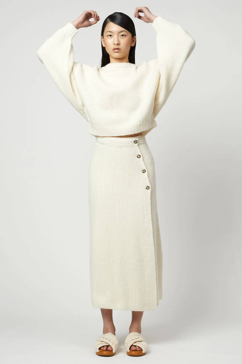 Balloon Sleeve Sweater, Cream