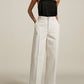 Wide Leg Column Jeans, Ecru