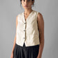 Cotton Linen Canvas Waistcoat Top, Wood Ash