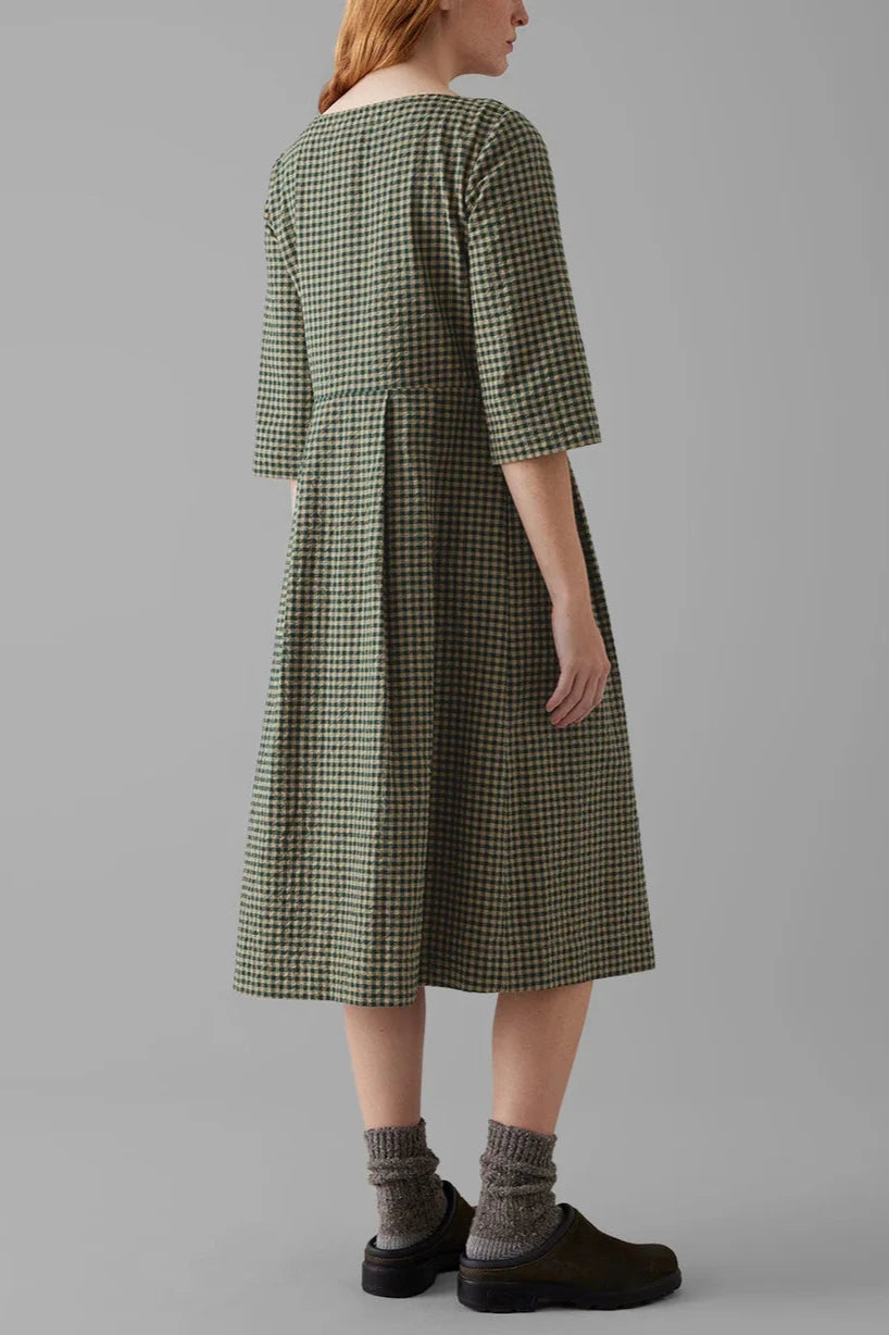 Franca Cotton Gingham Dress, Olive Green