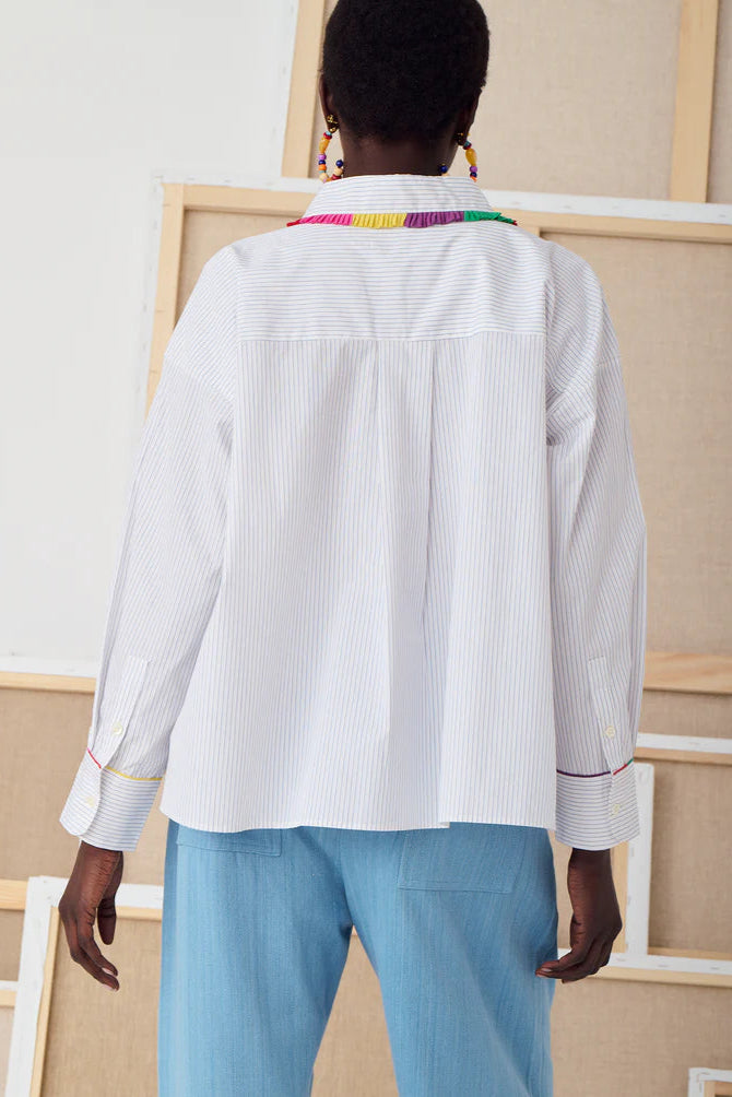 Greta Shirt, White/Marine