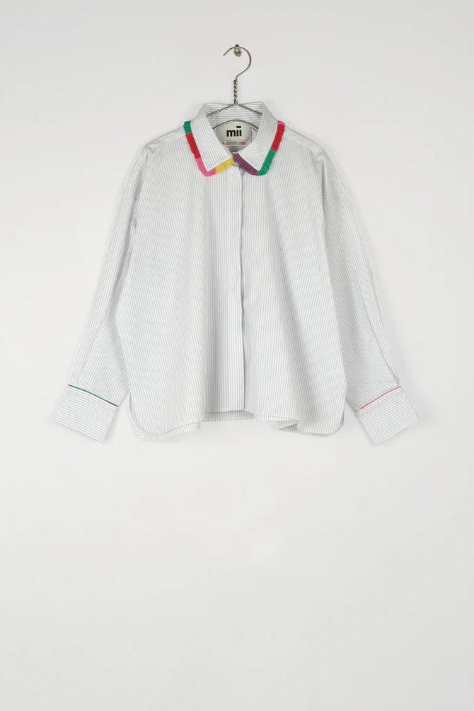 Greta Shirt, White/Marine