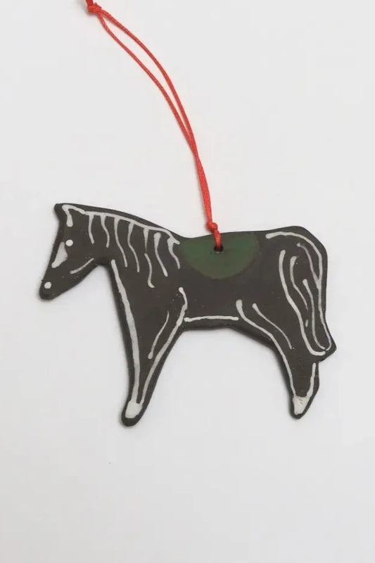 Horse Ornament, Green Saddle